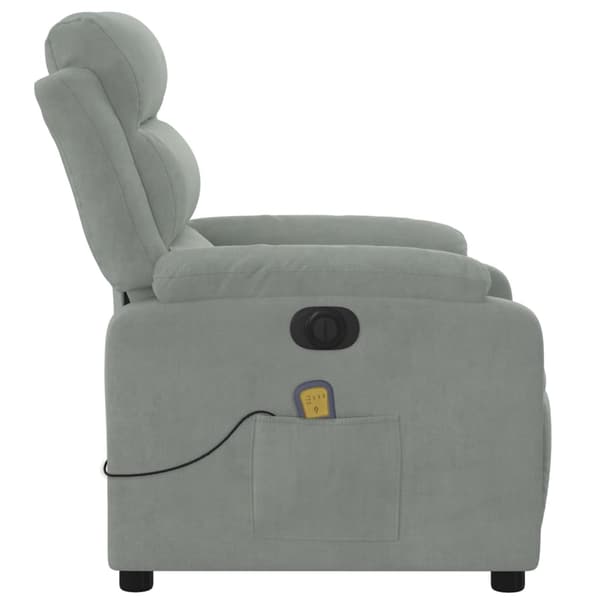 vidaXL Elektrisk massagefåtölj ljusgrå sammet