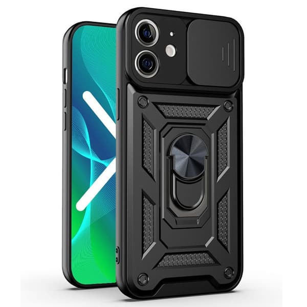 Pansret cover til iPhone 12, CamShield Slide, sort
