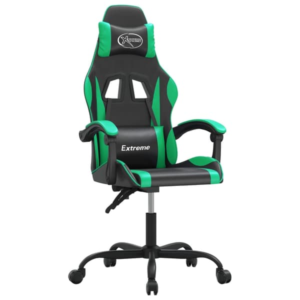 vidaXL gamingstol, sort og grøn, kunstlæder