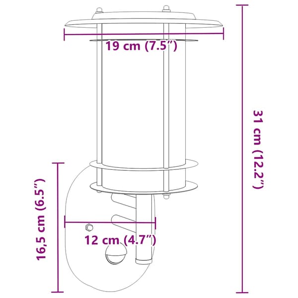 vidaXL Utomhusvägglampor med rörelsesensor, 2 st, svart, stål
