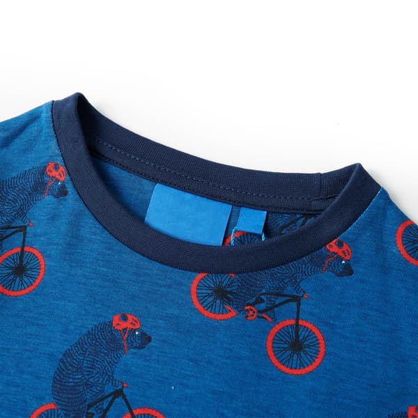 Barnpyjamas med lång ärm, marinblå, 128