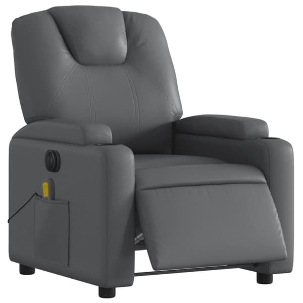 vidaXL elektrisk lænestol med massagefunktion, grå, kunstlæder