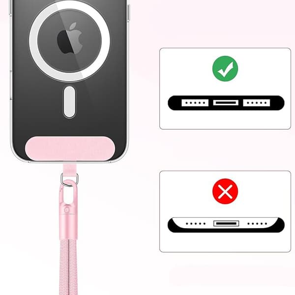 Nylon håndledsrem til telefon, lyserød
