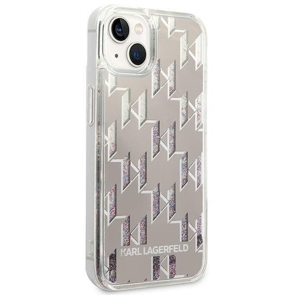 Karl Lagerfeld Liquid Glitter Monogram-skal till iPhone 14, Silver