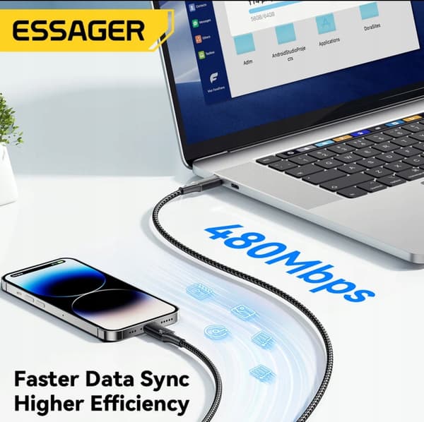Essager 1m USB C Pd til Lighting-kabel til iPhone 14 13 12 Pro X 8 Fast 29W