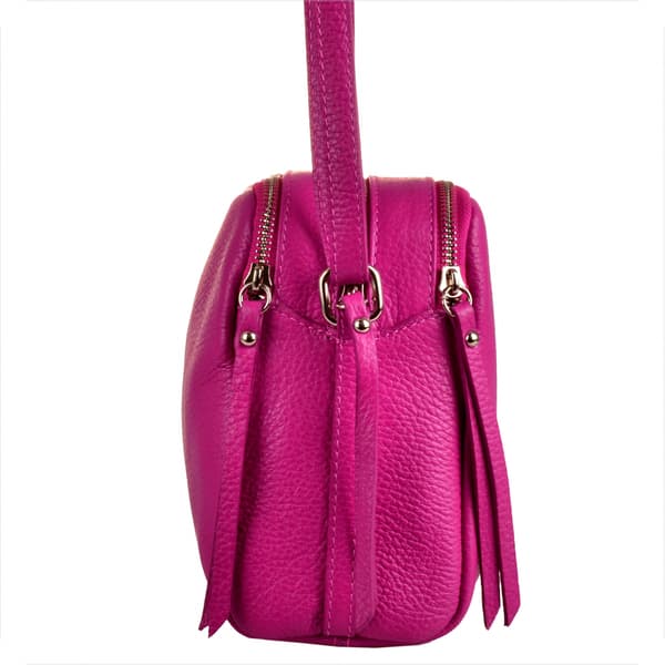 Modern damväska i läder, M, fuchsia rosa