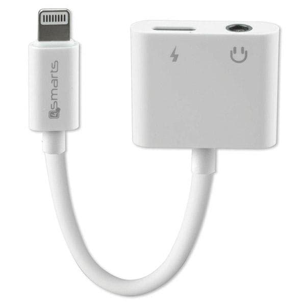 4smarts Lydoplader Lightning til Lightning Kabel + 3,5 mm AUX Hvid
