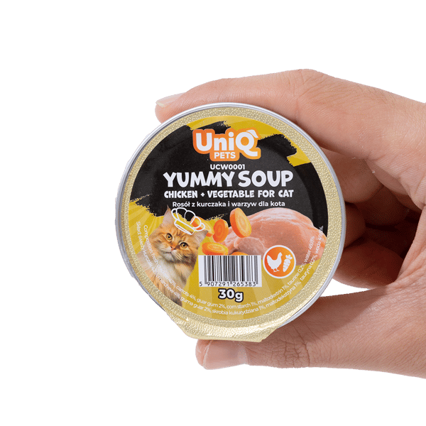 Vådfoder til katte Kylling- og grøntsagsbouillon Yummy Soup UniQ Pets 8x30g