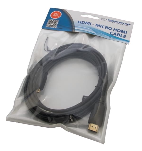 LÅNG HDMI - HDMI MICRO 3M KABEL FÖR KAMEROR, PROJEKTORER