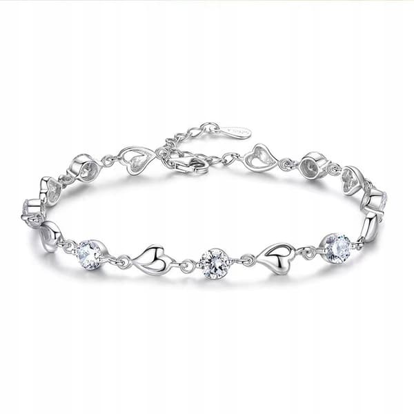 Silver diamanthjärthalsband Present till kvinnor + armband
