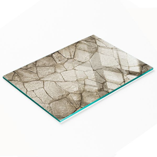 Holdbar og stilfuld køkkenbræt i glas med stenvægmønster 80x52 cm | CDON