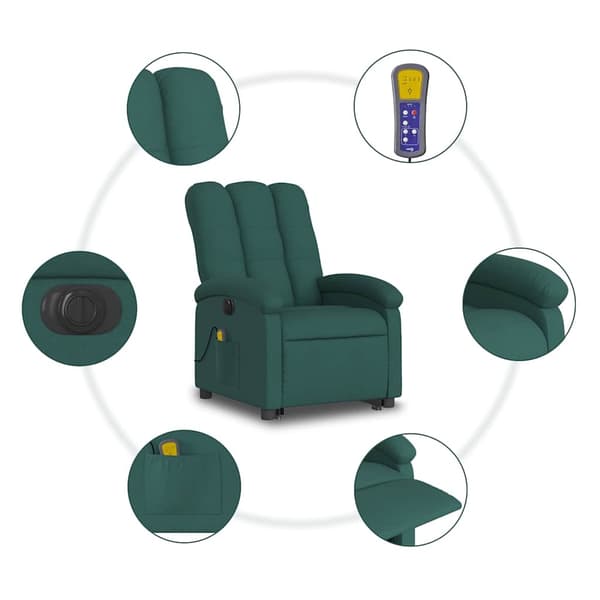 vidaXL elektrisk massagestol med løftefunktion grøn