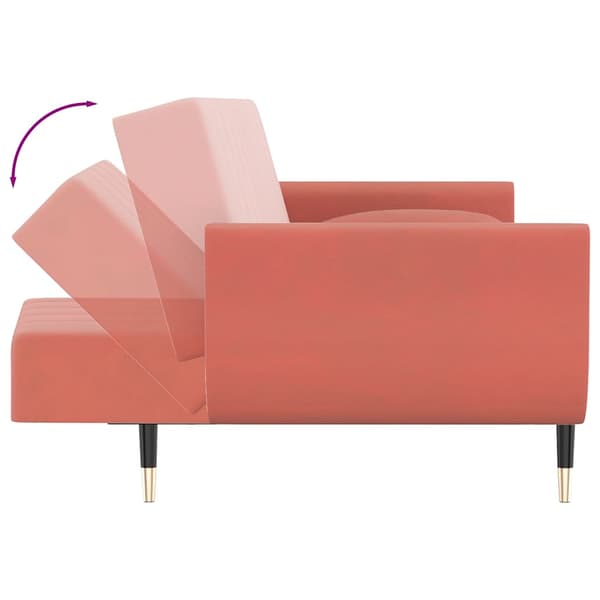 vidaXL 2-sitssoffa med 2 kuddar, rosa sammet