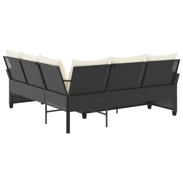 vidaXL L-formet sofa med hynder sort polyrattan
