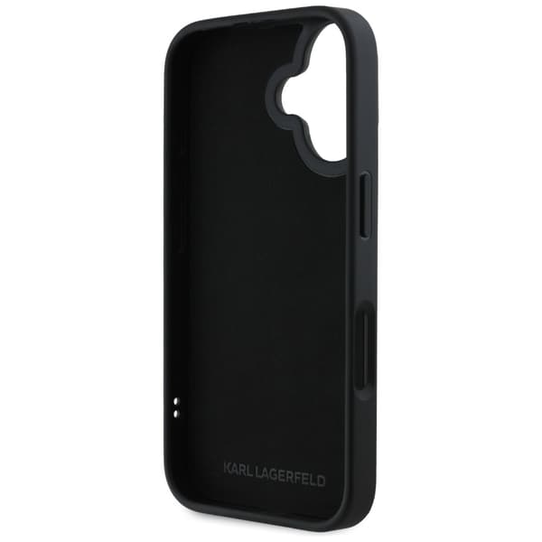 Karl Lagerfeld HC 3D gummi-etui med dobbelthoveder til iPhone 16, sort