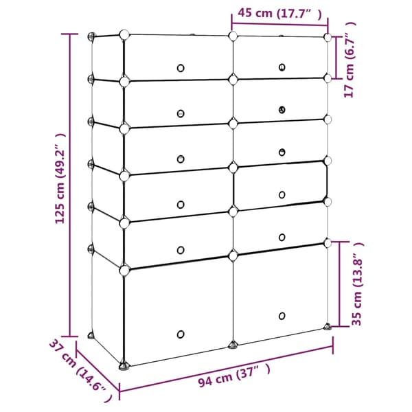 vidaXL skohylde sort 94x37x125 cm PP