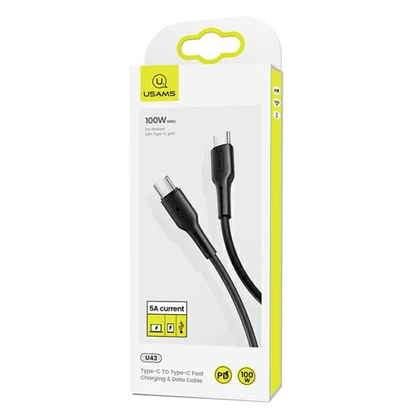 USAMS Kabel U43 USB-C til USB-C 100W PDFast Charge 5A 1,2m sort/sort SJ459USB01 (US-SJ459)
