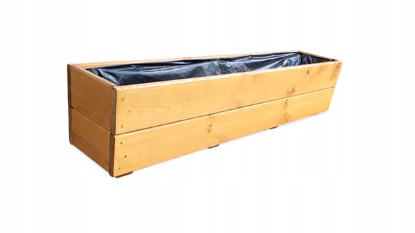 Blomkruka för balkong, fönsterbräda, trä, rektangulär, ekfärgad, 90x18 D27