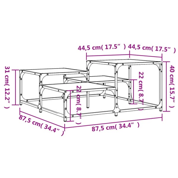 vidaXL sofabord brunt egetræ 87,5x87,5x40 cm