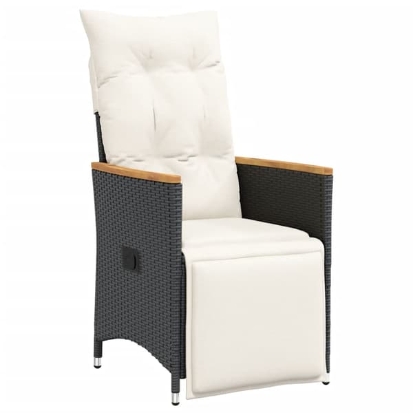 vidaXL havestol med hynder, sort polyrattan