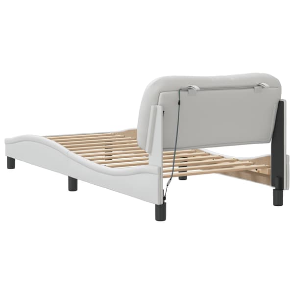 vidaXL Sängram med LED vit 80x200 cm konstläder