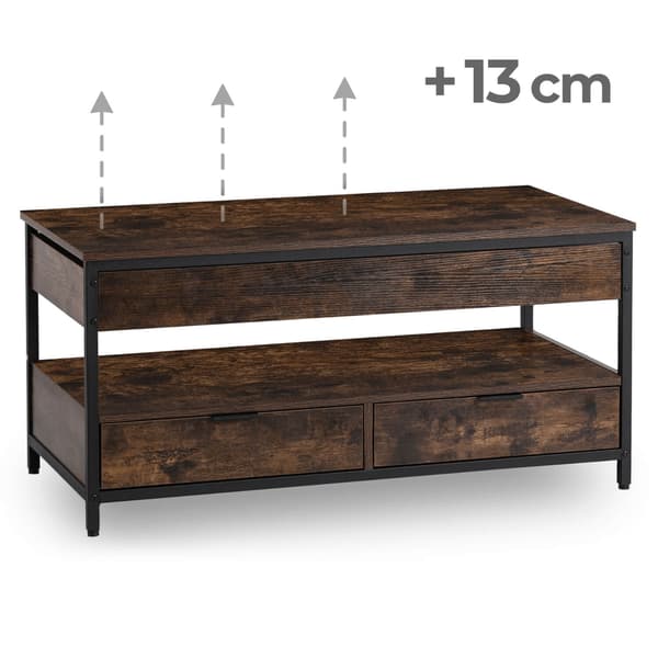 LUCA Utdragbart soffbord 100 cm - Rustik ek/svart loftstil för vardagsrummet