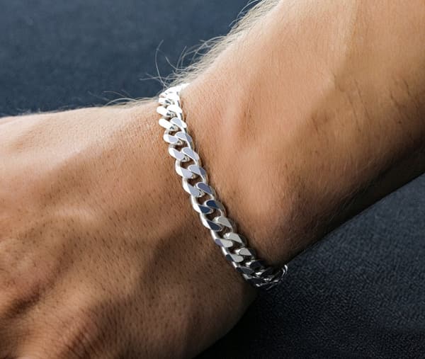 TJOCKT Silverarmband för män 6mm/23cm DIAMANTPLÄTERAT SILVER 925
