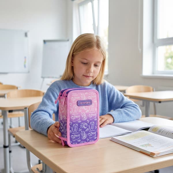 Astra Kitty penalhus til piger med tre rum og tilbehør