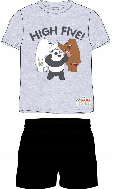POJKPYJAMAS BETWEEN US BEARS bomull KORTÄRMAD grå 134 D013K