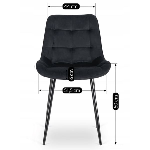 CHRIS Polstret Spisestol Sort Velour Moderne Loft