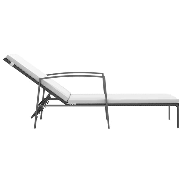 vidaXL liggestole med bord, sæt med 2, polyrattan, sort