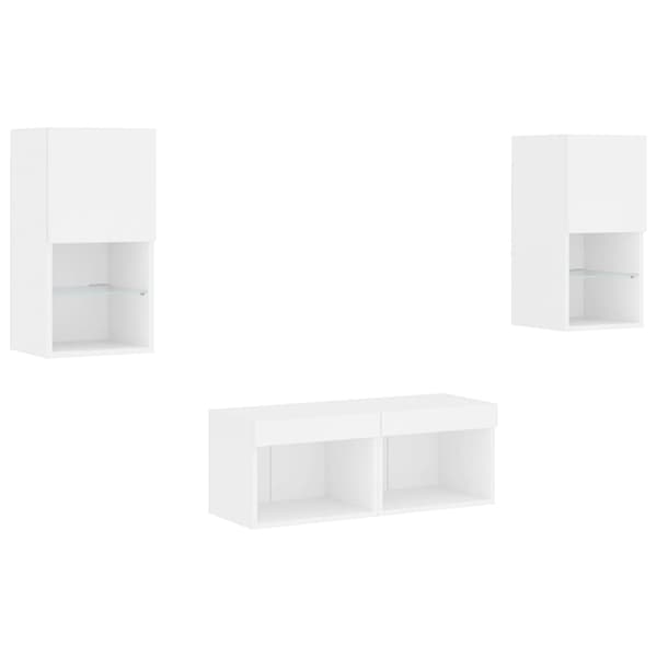 vidaXL 4-delad TV-möbelgrupp med LED-belysning, vit
