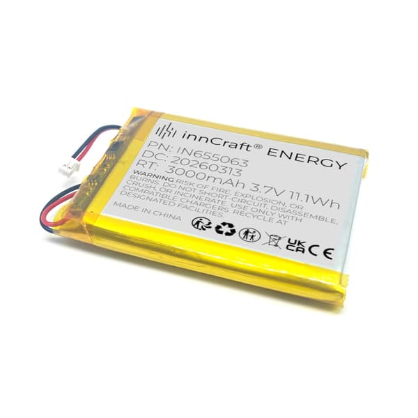 Lithiumpolymerbatteri 3000mAh 3,7V IN655063