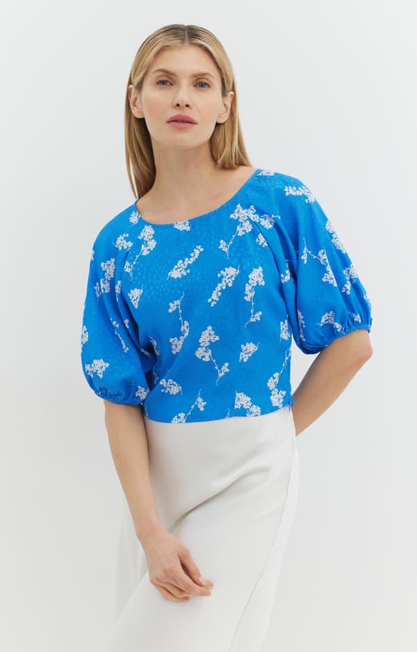 Jacquardblus med tryck 34