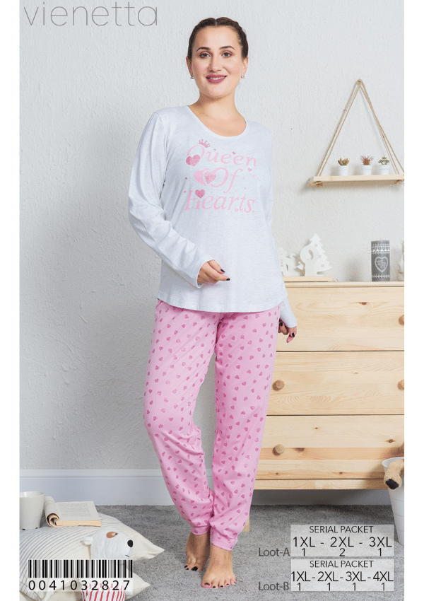 Vienetta Dampyjamas i bomull + Storlek 2XL Lång