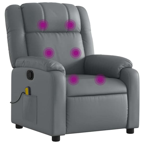 vidaXL Massagefåtölj med vilstol, grå, klädd i konstläder