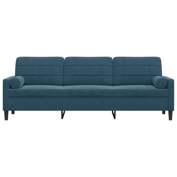 vidaXL 3-sitssoffa med kuddar, blå, 210 cm, sammet