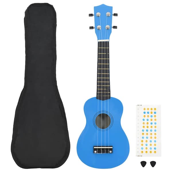 vidaXL Sopraanoukulele kotelolla lapsille, sininen, 21"