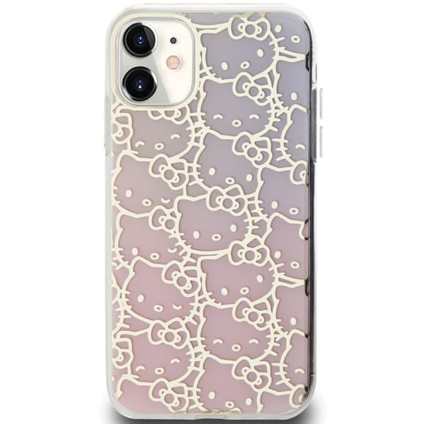 Hello Kitty IML Gradient Electrop Crowded Kitty Head-skal till iPhone 11 / Xr, Rosa