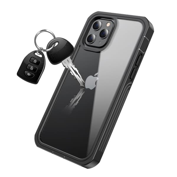 Etui til iPhone 12/12 Pro, stødsikker, med folie, sort