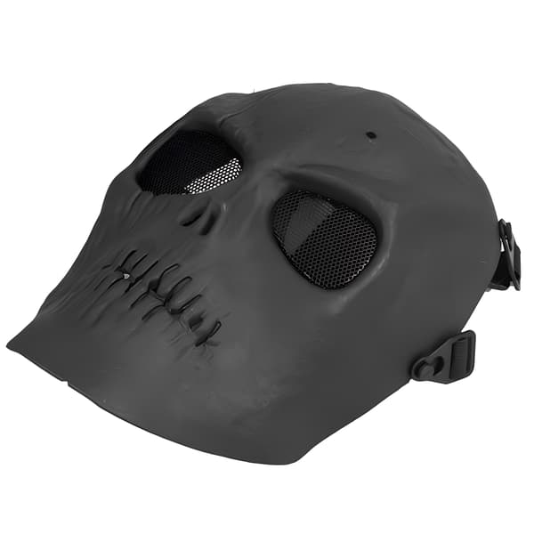 Sort RESTEQ airsoft- og motorcykelhjelmmaske til Halloween