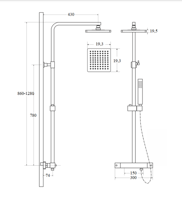 Modernt Varium svart duschset med Besco termostat