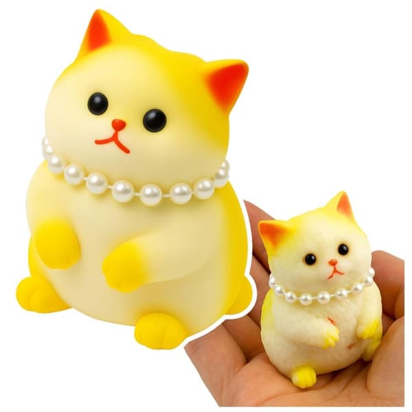Sensorisk squishy katt med pärlor 7,5 cm