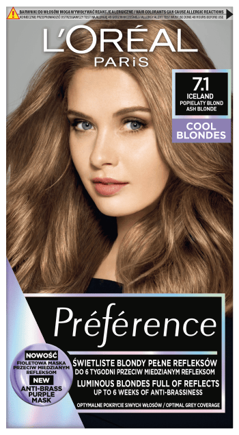 Loreal Preference Cool Blondes -hiusväri - 7.1 Islannin tuhkablondi (2 x 60 ml, 54 ml)