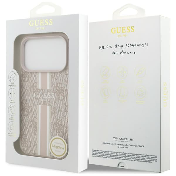 Guess 4G Printed Stripes MagSafe-etui til iPhone 17 Pro i lyserødt