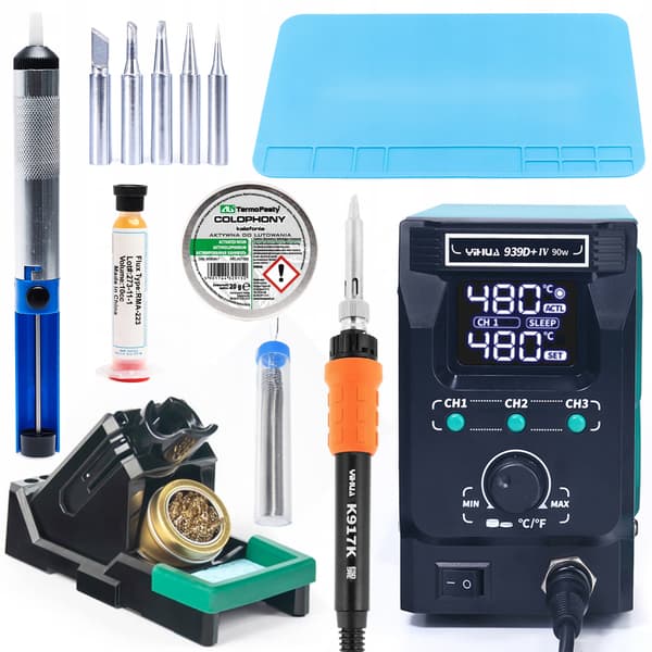 Yihua 939D+-IV 90W loddestation + 11-i-1 tilbehørssæt