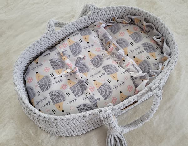 Moses Basket BOHO Bomullsdockbärare - Ljusgrå