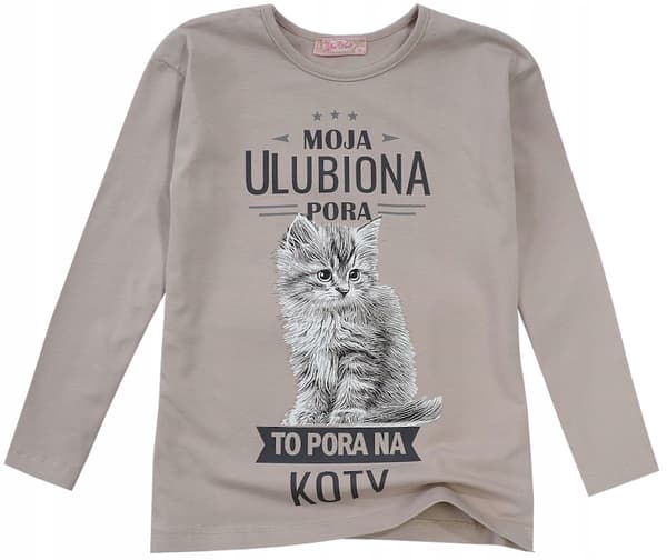 Cat Time pigebluse i bomuld langærmet beige latte 128