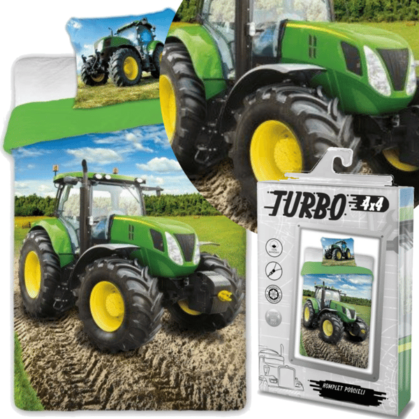 Bäddset täcke 140x200 barn traktor kudde 70x90 bondgård