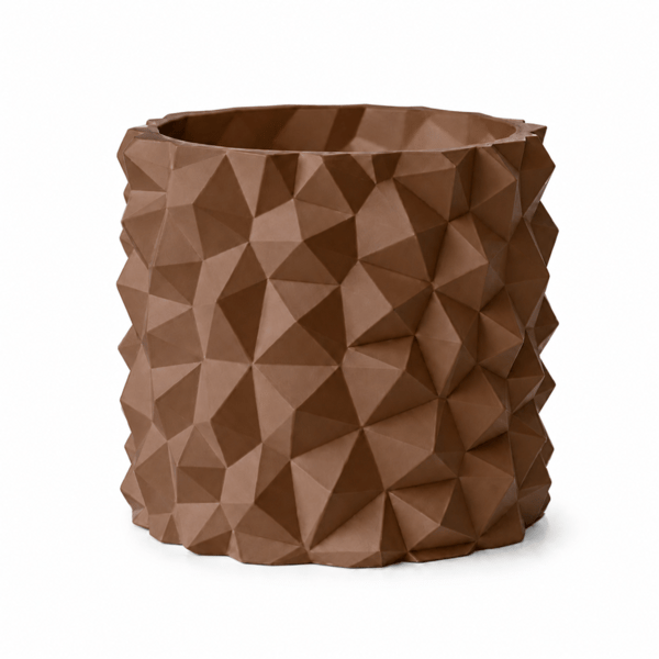 Moderne brun urtepotte til planter, stenlook, minimalistisk